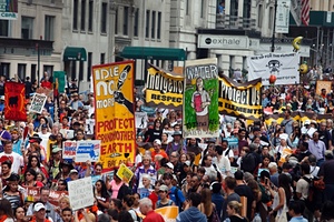 Demonstrators fill Central Park South