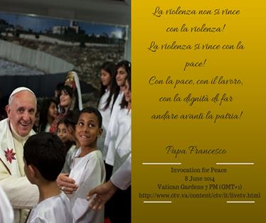 Foto: La violenza non si vince con la violenza! La violenza si vince con la pace! 
Con la pace, con il lavoro, con la dignità di far andare avanti la patria!
Papa Francesco #weprayforpeace #Sumate #compartilo #share #unminutoporlapaz