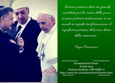 Foto: Insieme potremo dare un grande contributo per la causa della pace; insieme potremo testimoniare, in un mondo in rapida trasformazione, il significato perenne del piano divino della creazione... Papa Francesco #weprayforpeace  #Sumate #compartilo #share #unminutoporlapaz